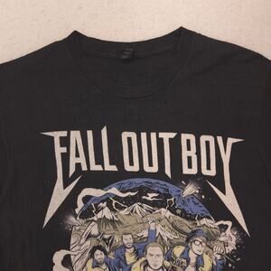 Fall Out Boy Band Crew Neck Short Sleeve Graphic Shirt Mens Size Medium M Black